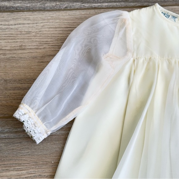 Vintage Baby/Child Baptism Christening Gown Sheer Organza Embroidery W/Shawl - Picture 3 of 16